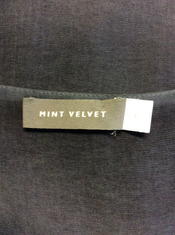 MINT VELVET DARK BLUE SLEEVELESS WRAP ACROSS ZIP TRIM LAYERED TOP SIZE 16