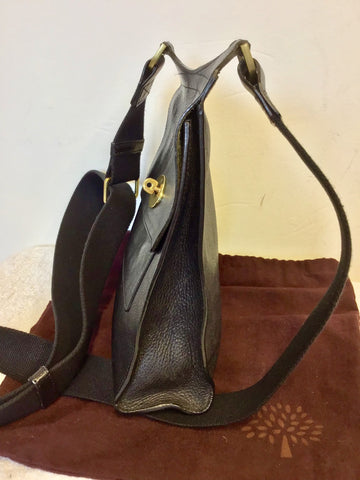 MULBERRY BLACK LEATHER ANTONY CROSS BODY MESSANGER BAG