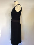 BETTY BARCLAY BLACK WOOL BLEND BELTED DRESS SIZE 10