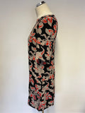 SOMERSET BY ALICE TEMPERLEY BLACK & RED FLORAL PRINT SILK SHIFT DRESS SIZE 8