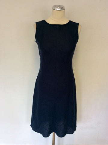 HOBBS DARK BLUE SLEEVELESS LINEN DRESS SIZE 8