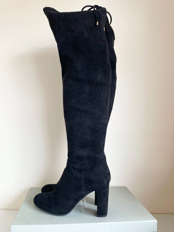 CARVELA PACE BLACK FAUX SUEDE OVER KNEE BOOTS SIZE 7.5/41