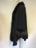 UNBRANDED BLACK WITH FAUX FUR TRIM CAPE/ WRAP ONE SIZE