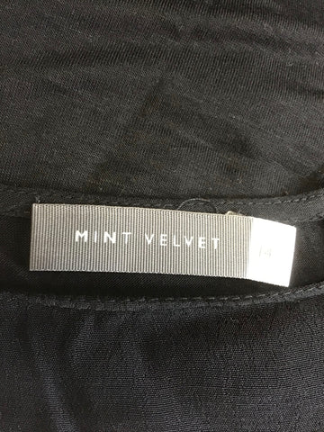 MINT VELVET BLACK,RED & GREY SNAKESKIN PRINT TIE FRONT TOP SIZE 14