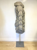 GHARANI STROK LIGHT GREY PADDED DOWN & FEATHER FILLED COAT SIZE L