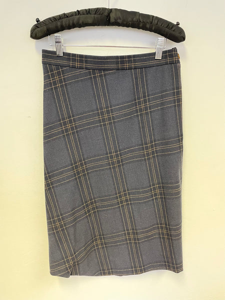 VIVIENNE WESTWOOD RED LABEL DARK BLUE CHECK WOOL PENCIL SKIRT SIZE 44 FIT UK 10/12
