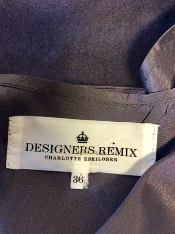 DESIGNERS REMIX CHARLOTTE ESKILDSEN SHADED GREY SILK SLEEVELESS OCCASION DRESS SIZE 36 UK 8