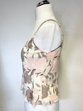 GINA BACCONI CREAM,BROWN & PINK FLORAL PRINT 3 PIECE SPECIAL OCCASION OUTFIT SIZE 14