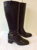 CLARKS BLACK LEATHER BUCKLE TRIM KNEE LENGTH BOOTS SIZE 5.5/38.5