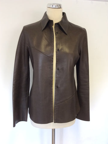MULBERRY BROWN SOFT LEATHER SHIRT/ JACKET SIZE 12