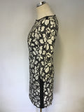 REISS ANABELLA BLACK & WHITE FLORAL LACE PENCIL DRESS SIZE 10