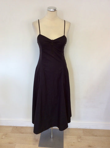 EMPORIO ARMANI BLACK COTTON STRAPPY PARACHUTE SKIRT DRESS SIZE 12 FIT UK 8/10