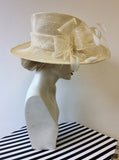 EMMA B BY BALFOUR HATS IVORY & WHITE FEATHER TRIM FORMAL HAT