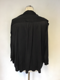 JAEGER BLACK SILK FINE KNIT CARDIGAN SIZE L