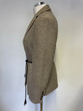 EUGEN KLEIN BEIGE & METALLIC THREAD TWEED BELTED FITTED JACKET SIZE 10