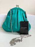 HOBBS KINGFISHER GREEN SILK BLEND HEELS SIZE 5.5/38.5 & BRAND NEW MATCHING BAG