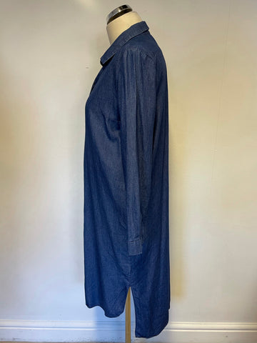 COS BLUE LIGHTWEIGHT DENIM LONG SLEEVE SHIRT DRESS SIZE 12