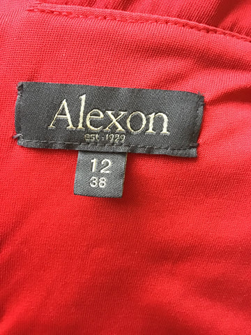 ALEXON RED PLEATED STRETCH PENCIL DRESS SIZE 12