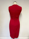 HOBBS RED SLEEVELESS PENCIL DRESS SIZE 8