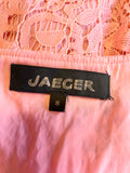 JAEGER CORAL LACE SHORT SLEEVED SPECIAL OCCASION PENCIL DRESS SIZE 8