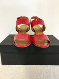 BRAND NEW HOBBS MILLIE CHERRY RED PATENT LEATHER SANDALS SIZE 4/37