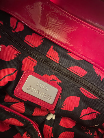 BRAND NEW LULU GUINESS RED PATENT LEATHER SHOULDER/ TOTE BAG