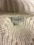 BURBERRY CREAM CABLE KNIT WOOL TIE WAIST CARDIGAN SIZE L