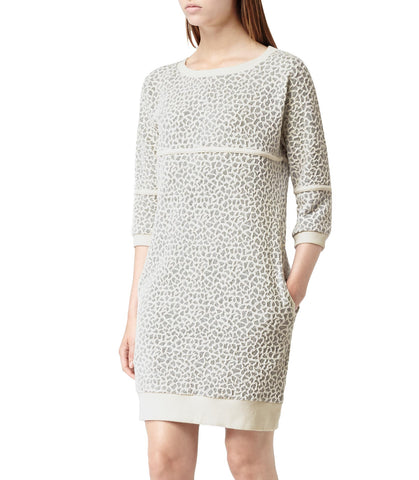 REISS JADEN GREY & CREAM PRINT SWEATSHIRT DRESS SIZE 10
