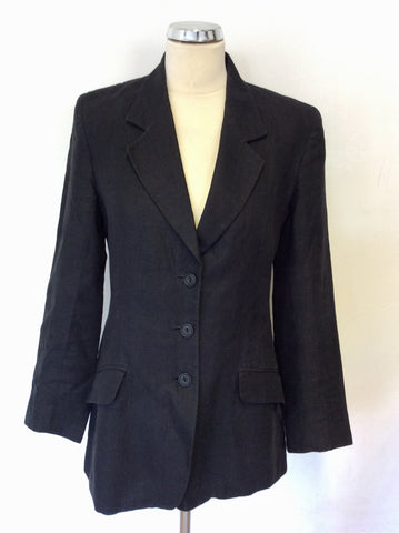 MULBERRY BLACK LINEN SUIT JACKET SIZE 10