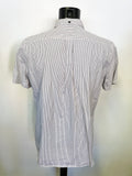 J LINDEBERG GREY STRIPE SHORT SLEEVE COTTON SHIRT SIZE L