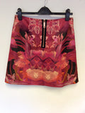 TED BAKER TROPICAL FLORAL PRINT A LINE MINI SKIRT SIZE 2 UK 12