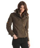 SUPERDRY ARMY GREEN WOOL BLEND REGIMENT COAT SIZE XS