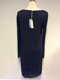 BRAND NEW GRAY & WILLOW DARK GREY & BLACK PLEATED FRILL KNIT DRESS SIZE 12
