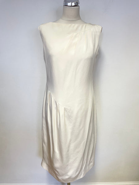 LK BENNETT IVORY SILK SLEEVELESS SHEATH DRESS SIZE 10