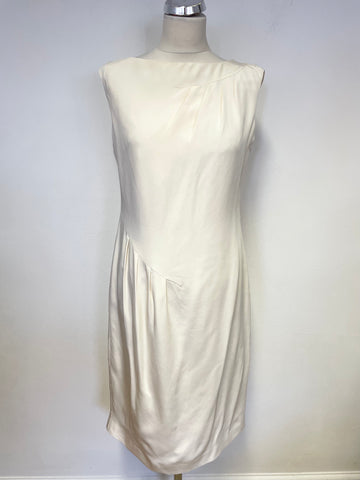 LK BENNETT IVORY SILK SLEEVELESS SHEATH DRESS SIZE 10