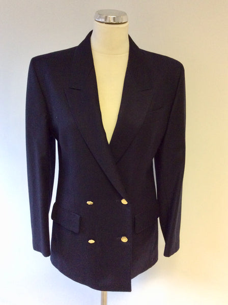BURBERRYS DARK BLUE DOUBLE BREASTED WOOL BLAZER JACKET SIZE 8 REG