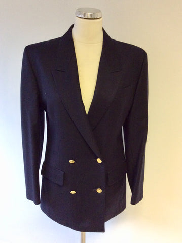 BURBERRYS DARK BLUE DOUBLE BREASTED WOOL BLAZER JACKET SIZE 8 REG