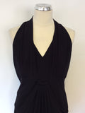FRANK LYMAN BLACK PLEATED FRONT SLEEVELESS DRESS SIZE 12