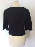 COAST BLACK LINEN SHORT SLEEVE CROP JACKET SIZE 12