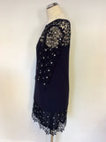 LAUREL DARK BLUE & WHITE FLORAL LACE DRESS & COAT SUIT SIZE 8