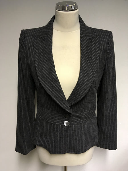 JAEGER GREY WOOL PINSTRIPE JACKET SIZE 10