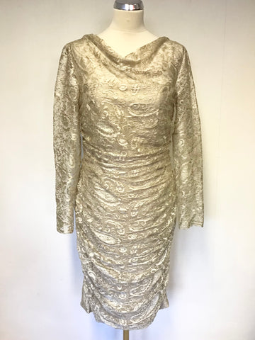 PHASE EIGHT CREAM LACE LONG SLEEVE SPECIAL OCCASION DRESS SIZE 14