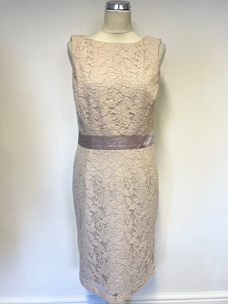 LAURA ASHLEY NUDE PINK LACE SLEEVELESS PENCIL DRESS SIZE 12