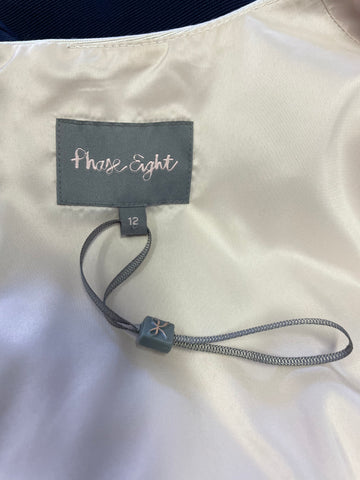 BRAND NEW PHASE EIGHT SLEEVELESS CREAM & NAVY BLUE PENCIL DRESS & SHORT JACKET SIZE 12