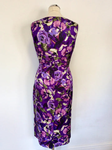 PHASE EIGHT PURPLE FLORAL PRINT DRESS SIZE 14