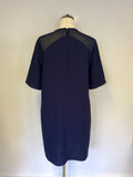 WHISTLES DARK BLUE SHEER TRIM TOP SHIFT DRESS SIZE 12