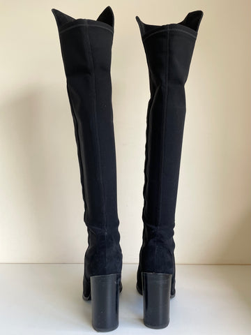 STUART WEITZMAN FOR RUSSELL & BROMLEY BLACK SUEDE 50/50 HIGH HEEL OVER KNEE BOOTS SIZE 7/40