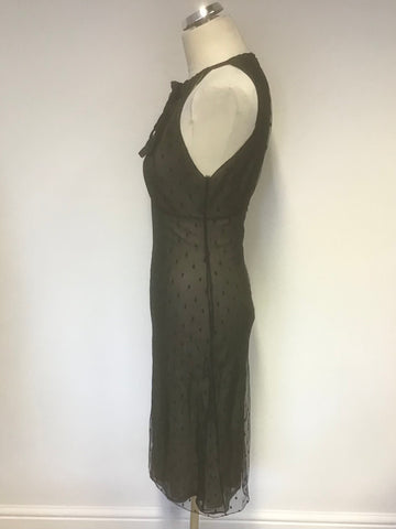 ELSPETH GIBSON BLACK SPOT LACE OVER CREAM SILK SPECIAL OCCASION DRESS SIZE 10