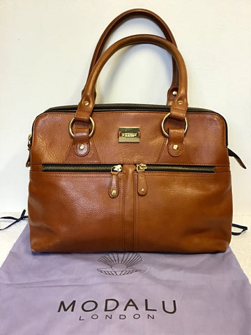 MODALU PIPPA CHESTNUT BROWN LEATHER TOTE BAG
