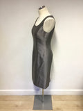 LK BENNETT SILVER GREY SLEEVELESS SILK & WOOL BLEND PENCIL DRESS SIZE 10